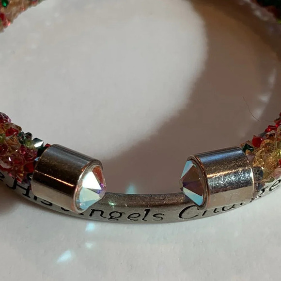 Psalm 91:11 Bible Verse Bracelet Bundle with Adjustable Crystal Bangle Silver - Picture 4 of 6